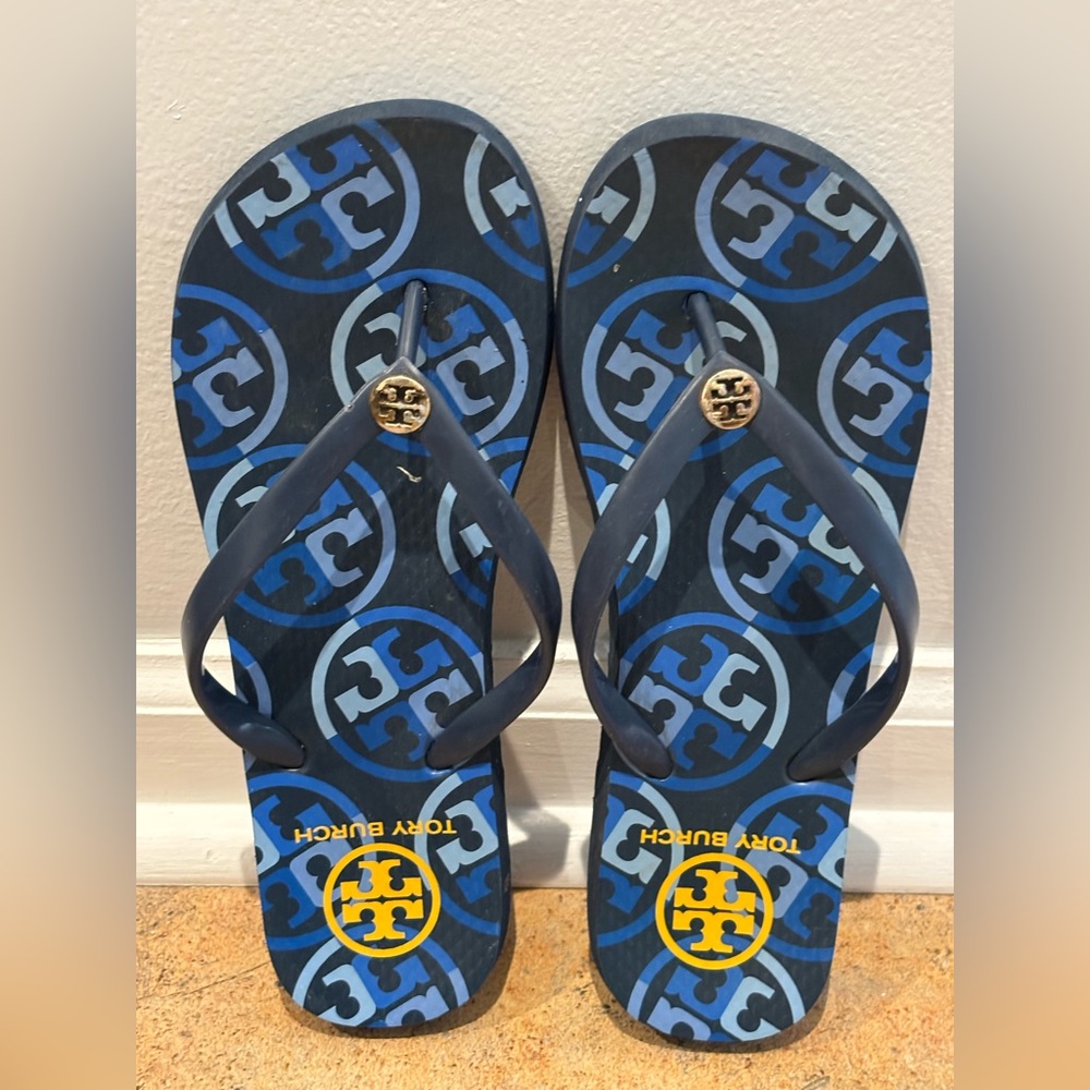 Tory Burch Navy Blue Flip Flops Sandals Women size 7M